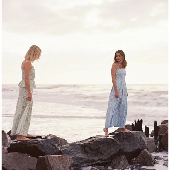 COCO SHOP Tiered Maxi Skirt in Light Green Limes Size Medium - Picture 10 of 11